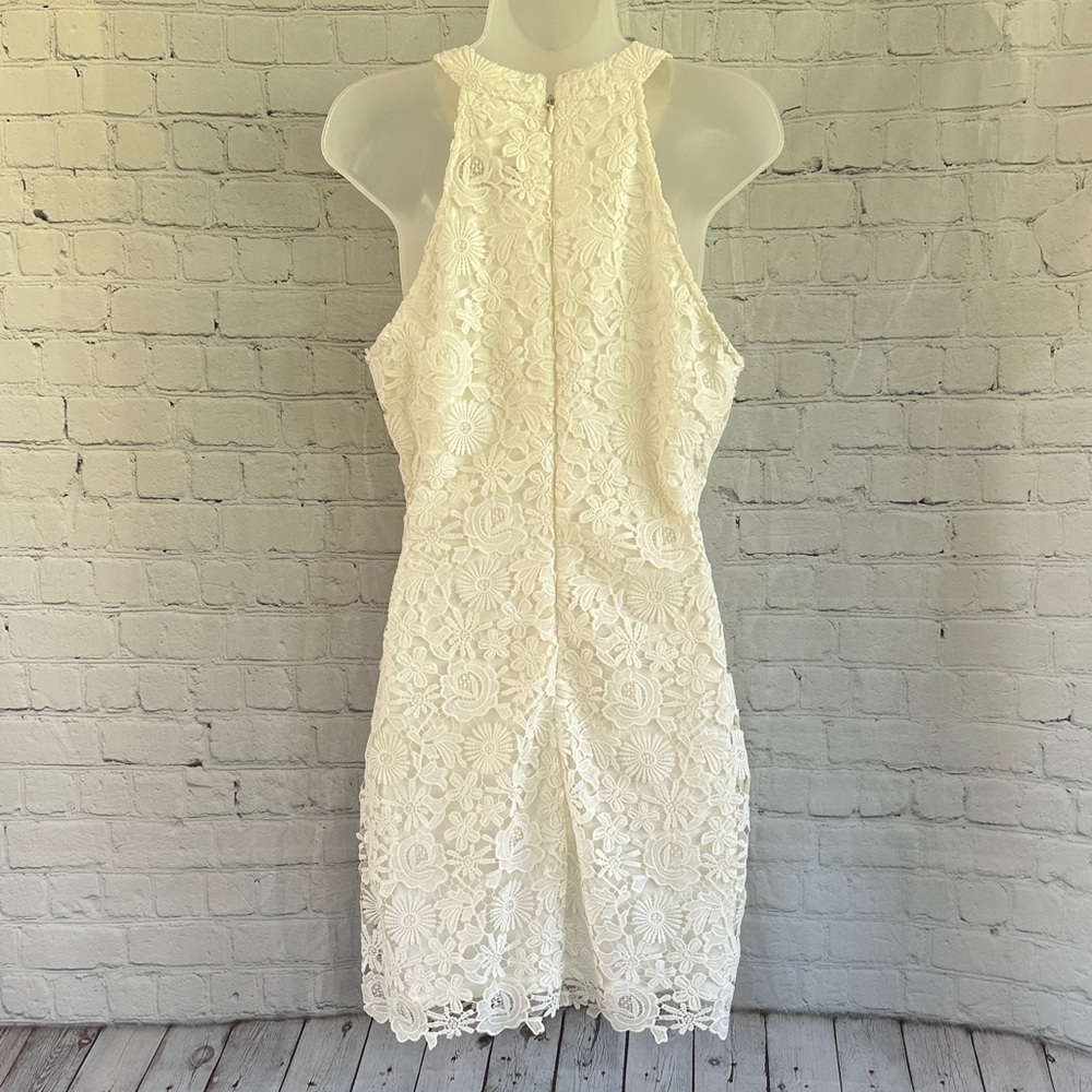 Lulu's White Lace Halter Sheath Dress - Picture 6 of 10